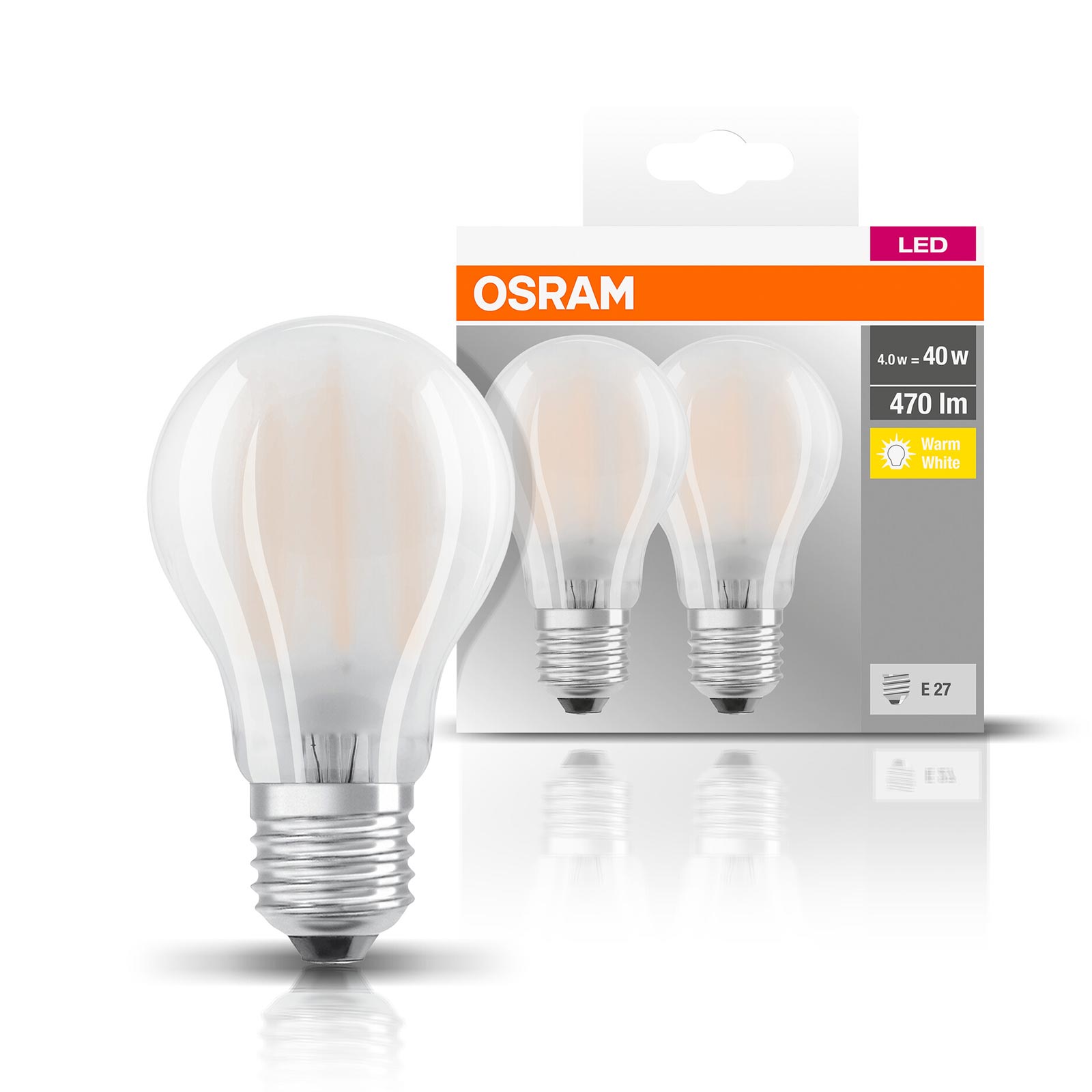 2er-Set LED-Leuchtmittel BASE CLA40 - Filament AGL - E27