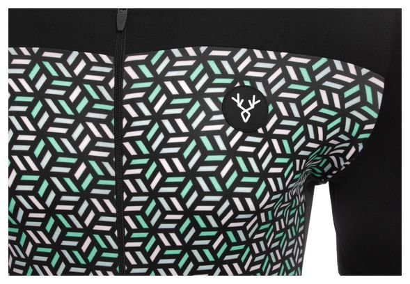 Maillot Manches Courtes LeBram Croix de Fer Noir Céleste Coupe Ajustée