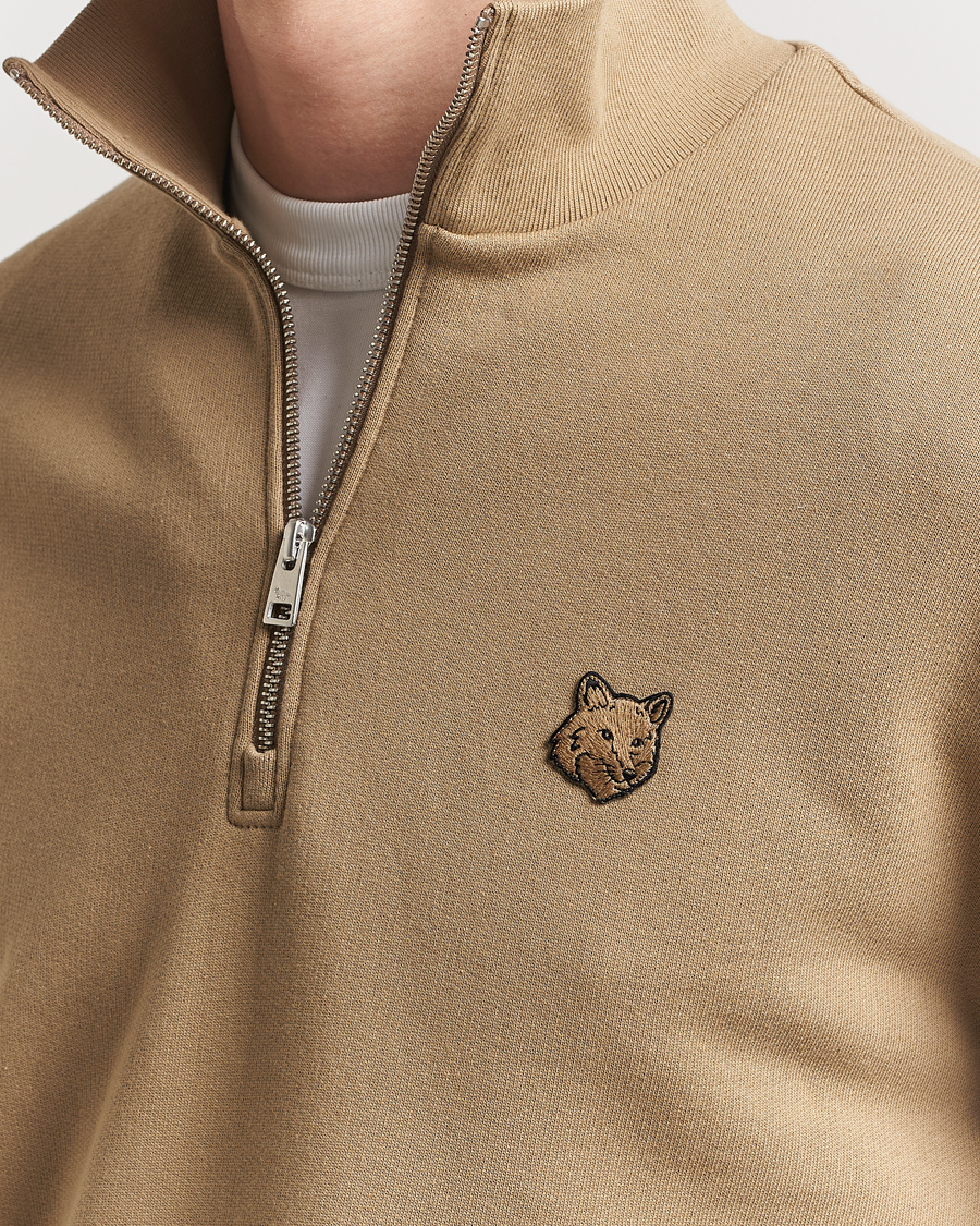 Maison Kitsuné Tonal Fox Head Half Zip Sweatshirt Cardamon