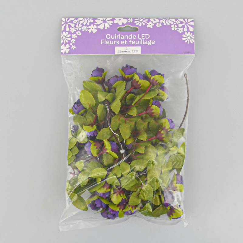 Guirlande lumineuse fleurs et feuillage