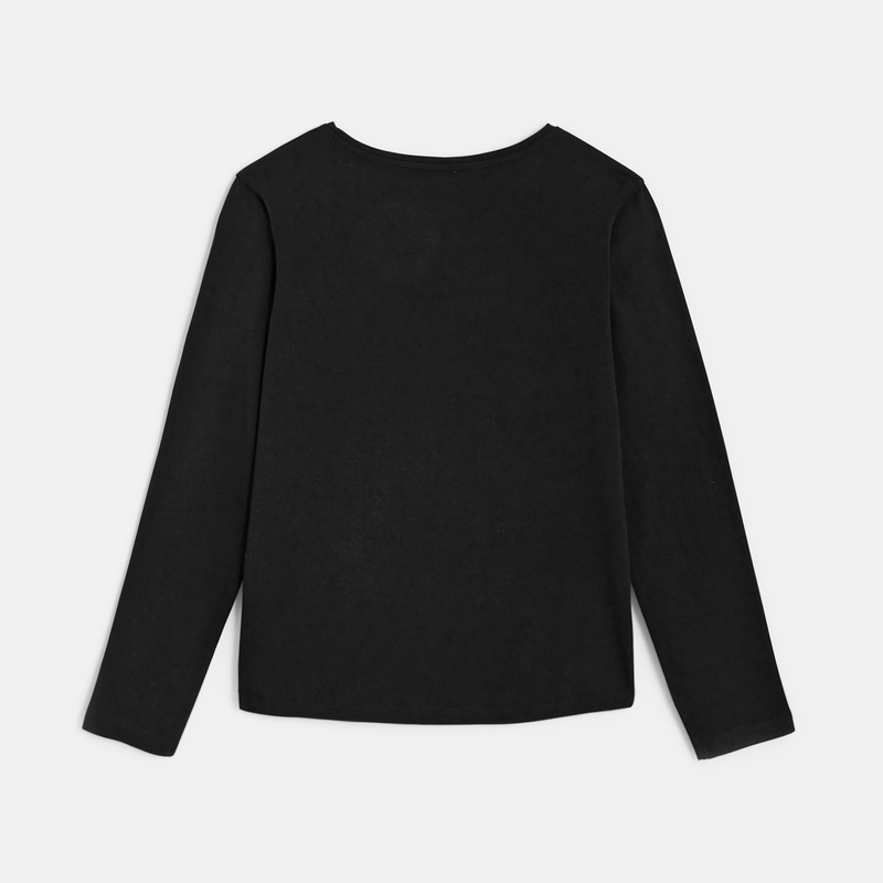 T-shirt basique motif cœur noir fille