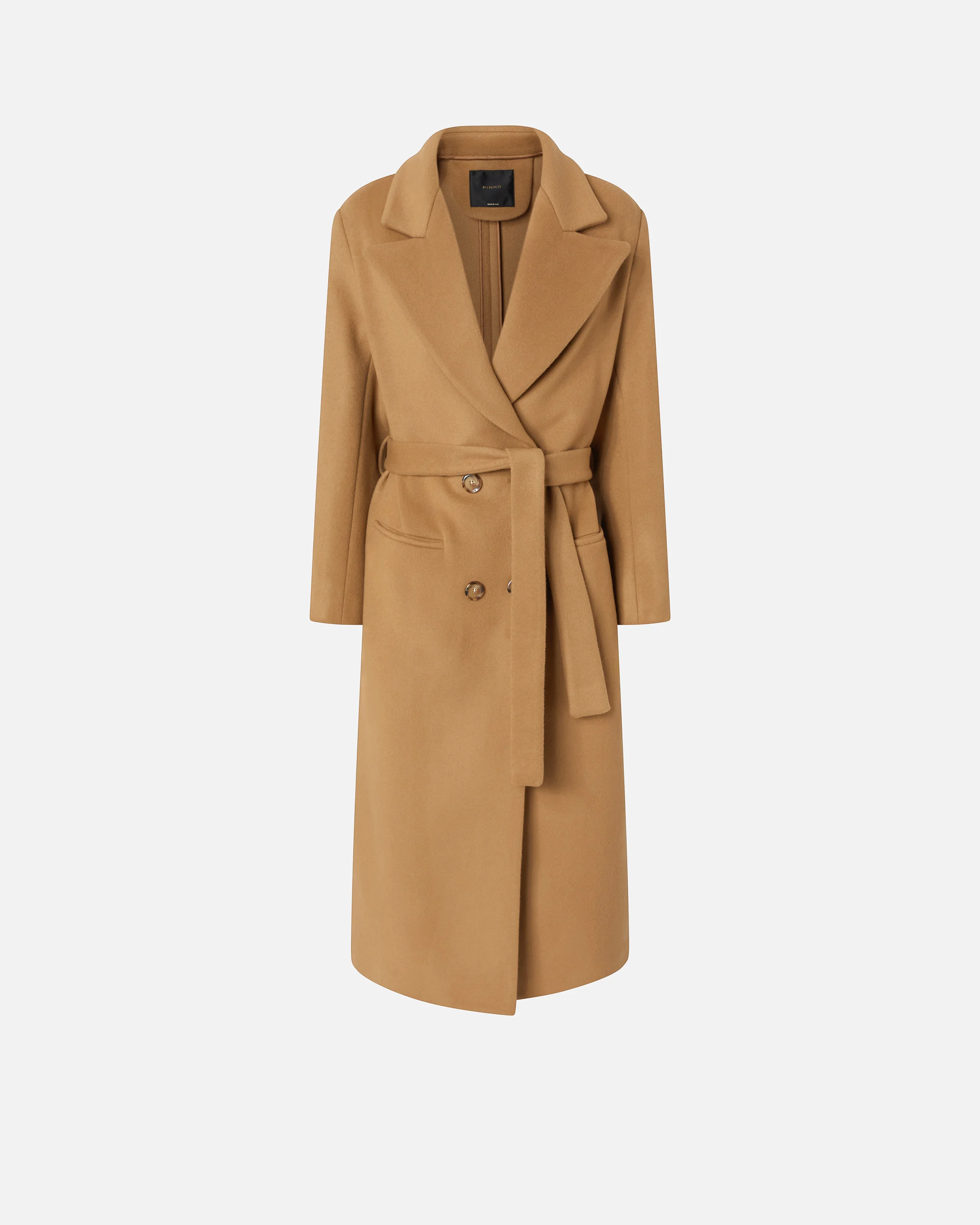 Manteau long croisé avec ceinture assortie | Beige