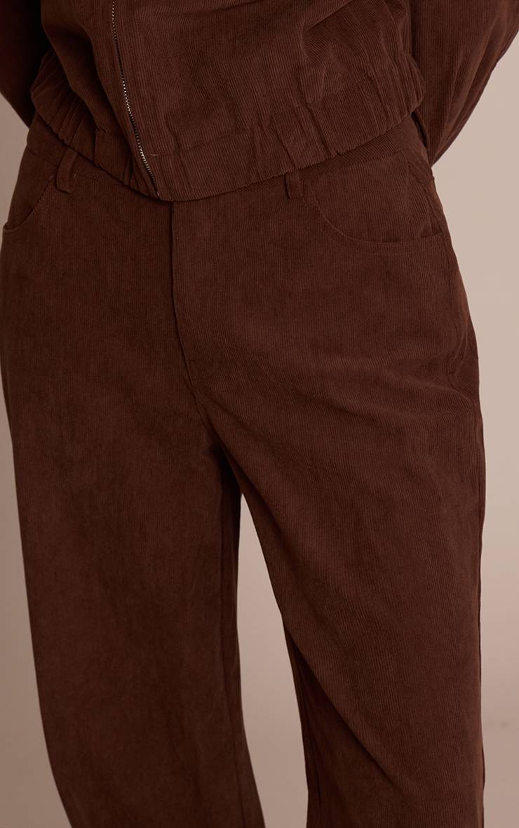 Marron Foncé Pantalon Droit En Velours Côtelé