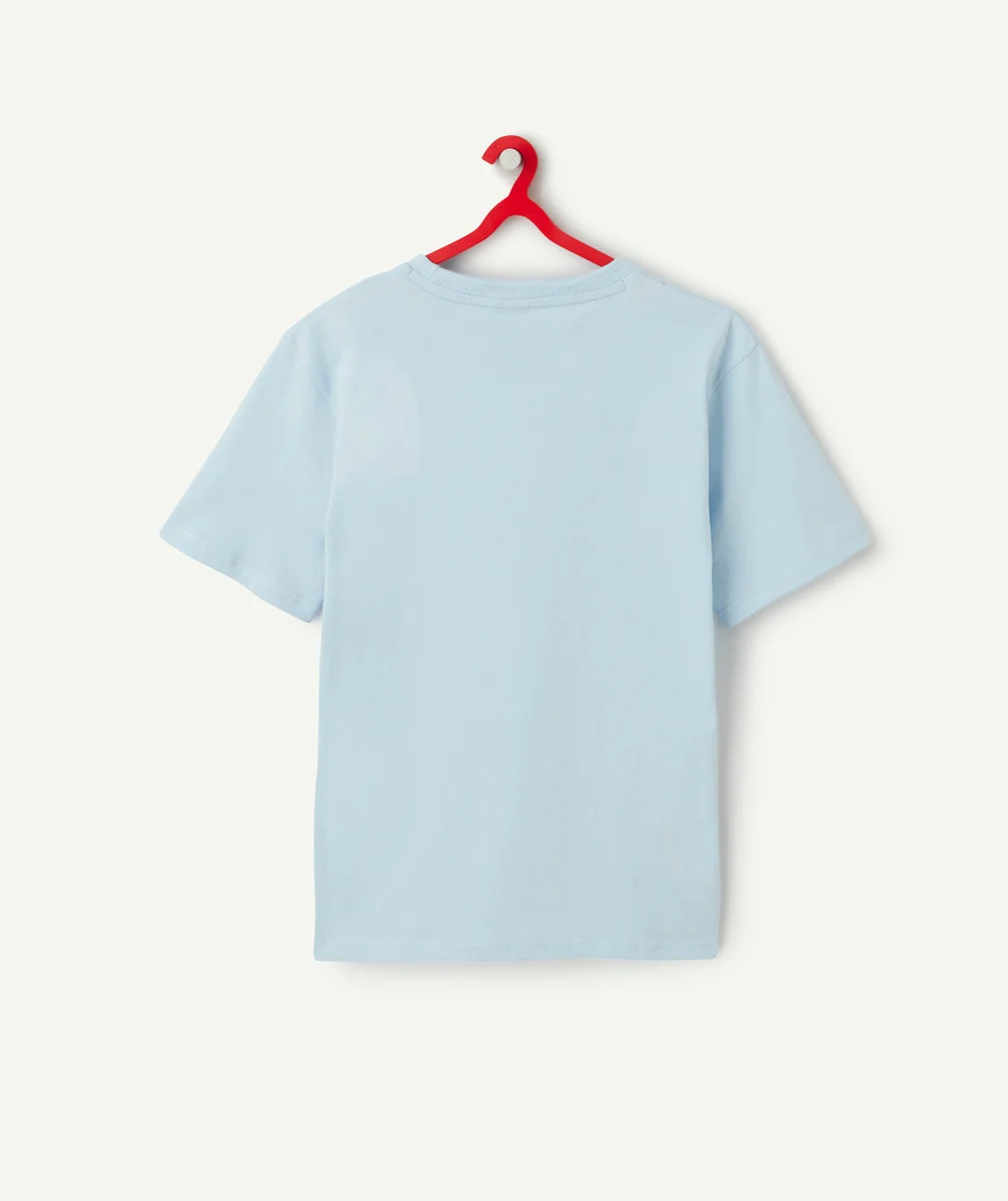 t-shirt manches courtes garçon en coton bio bleu ciel thème los angeles