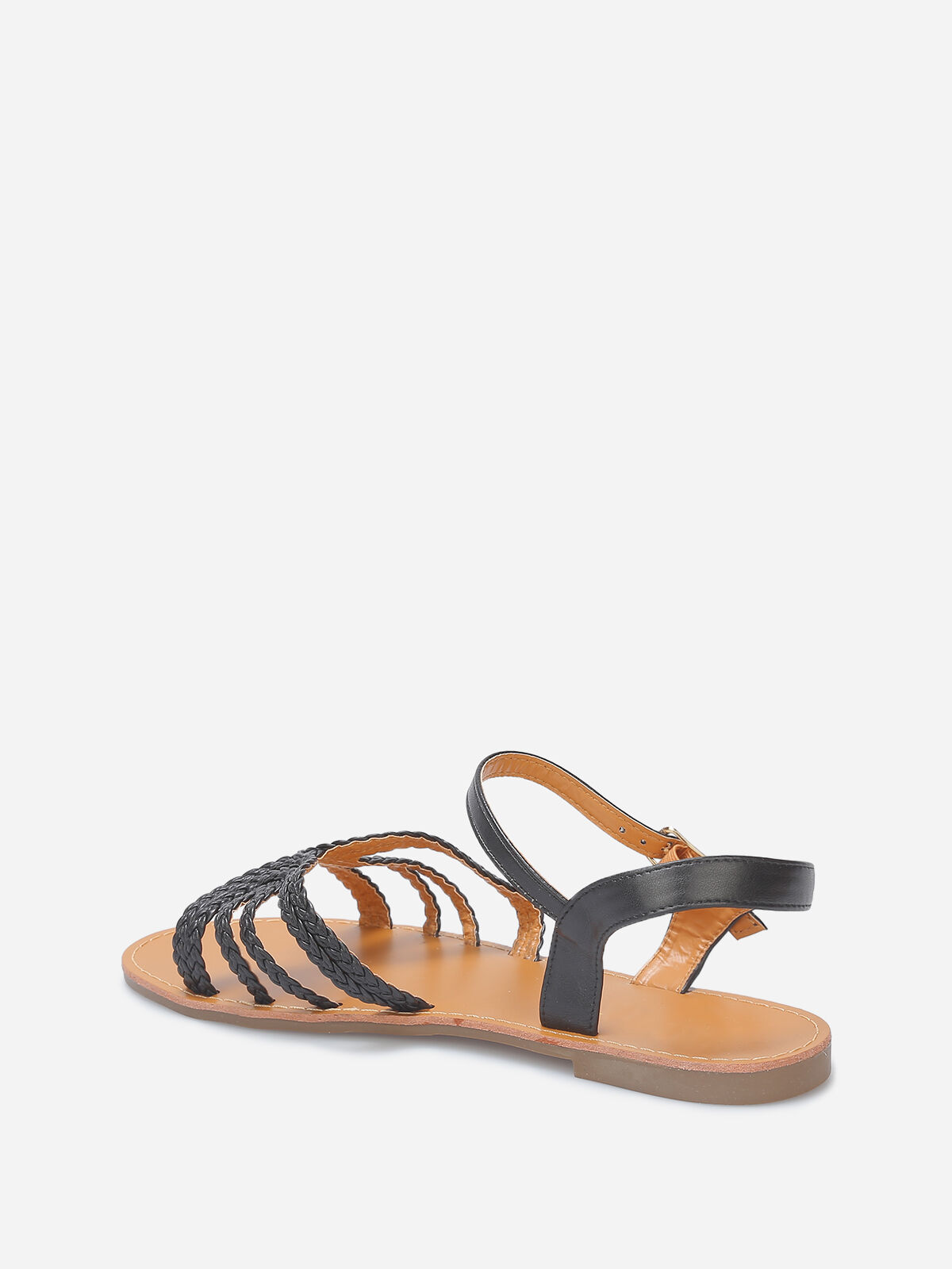 Sandales à brides tressées grandes tailles- Noir