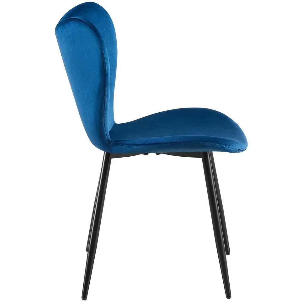 CLP Eetkamerstoel Maika zwart Frame - Fluweel - donkerblauw