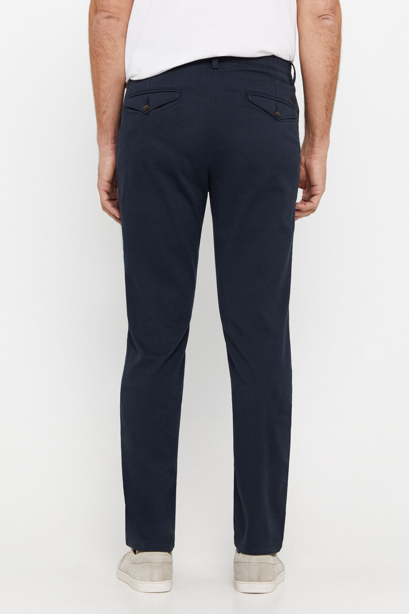 Calça chino confortável de corte regular - Azul escuro