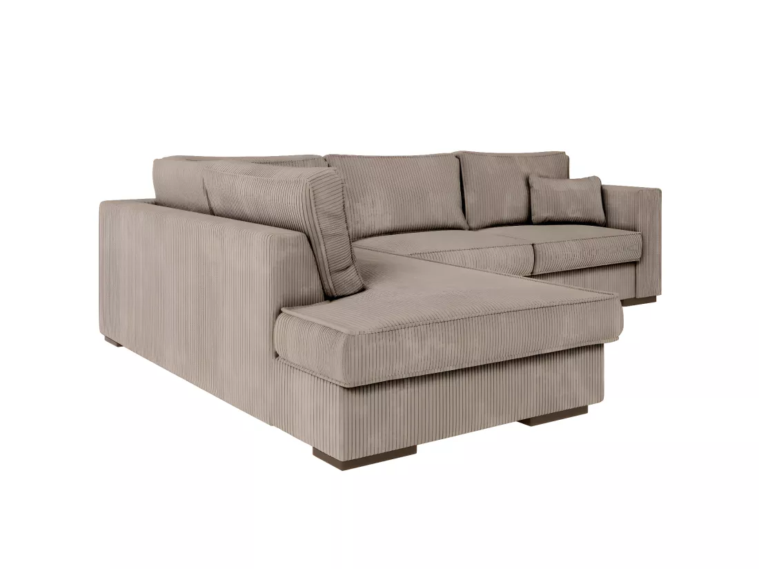 Canapé d'angle gauche Belami XXL 6 places en velours côtelé - Taupe - L303 x P228 x H86cm - Loungitude
