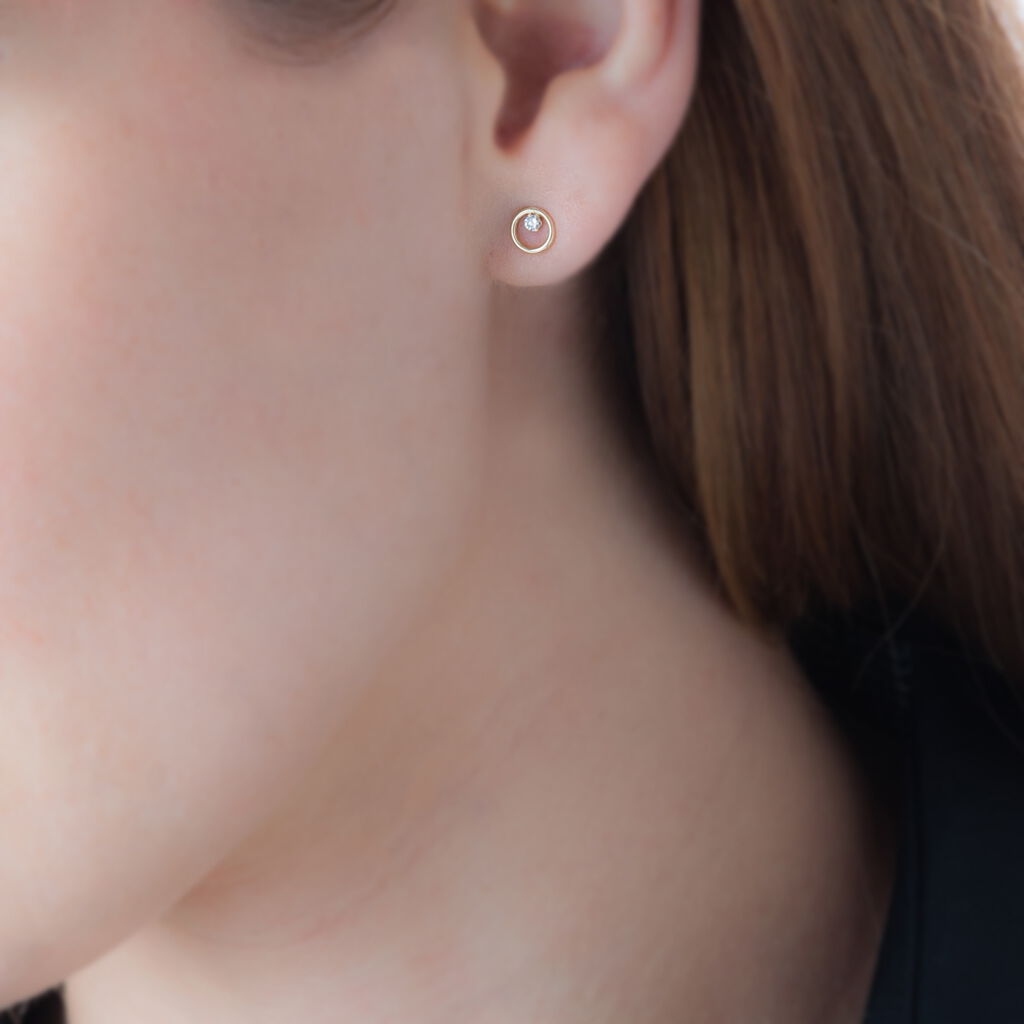 Boucles D'oreilles Puces Edmee Cercle Or Jaune Oxyde De Zirconium