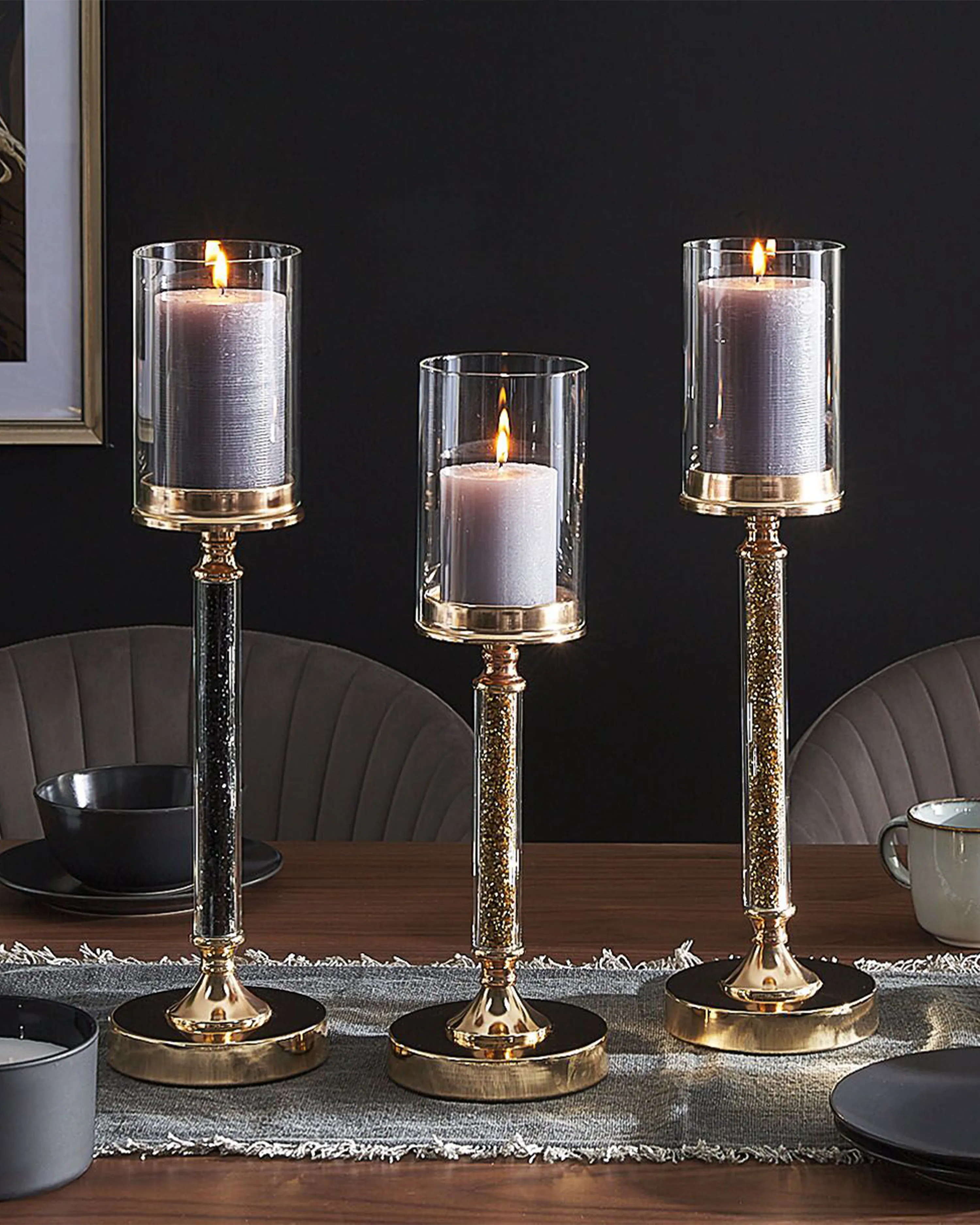 Kaarshouder ABBEVILLE Glas 48 cm Goud