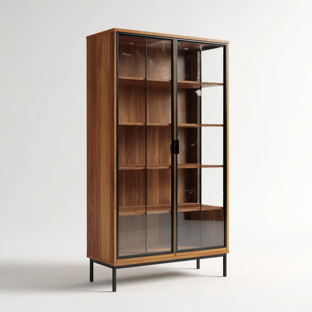 Vitrine Holz 80x35x180 cm - Dunkelbraun - Modernes Design