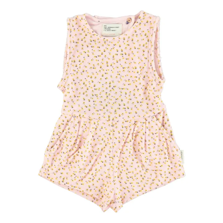 Piupiuchick Combishort Eponge Fleurs Coton Bio | Rose pâle