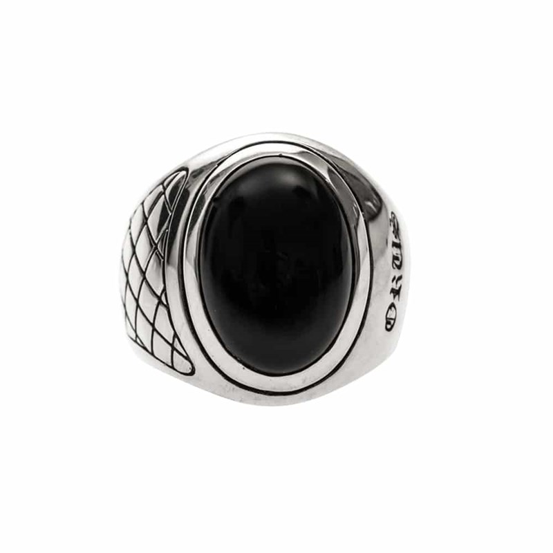 Bague Homme Onyx Asymétrique Argent
