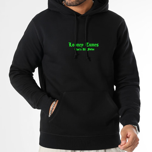 Sweat Capuche Angry Bugs Bunny Noir Vert Fluo