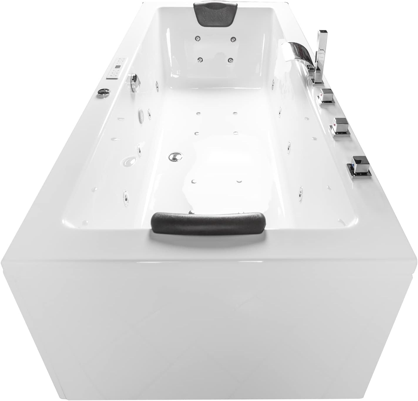 Classic Indoor Whirlpool Badewanne Naxos mit 24 Massagedüsen, Wasserfall, LED-Ambiente, Touchpanel, Bluetooth und Radio (180 x 80 x 62 cm)