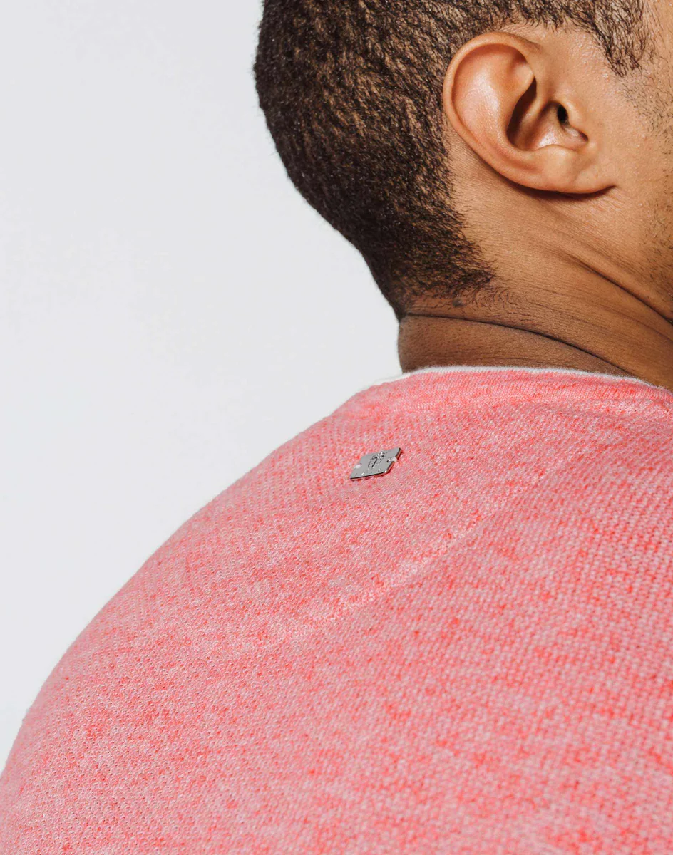 Pull Col Rond Rose Chiné