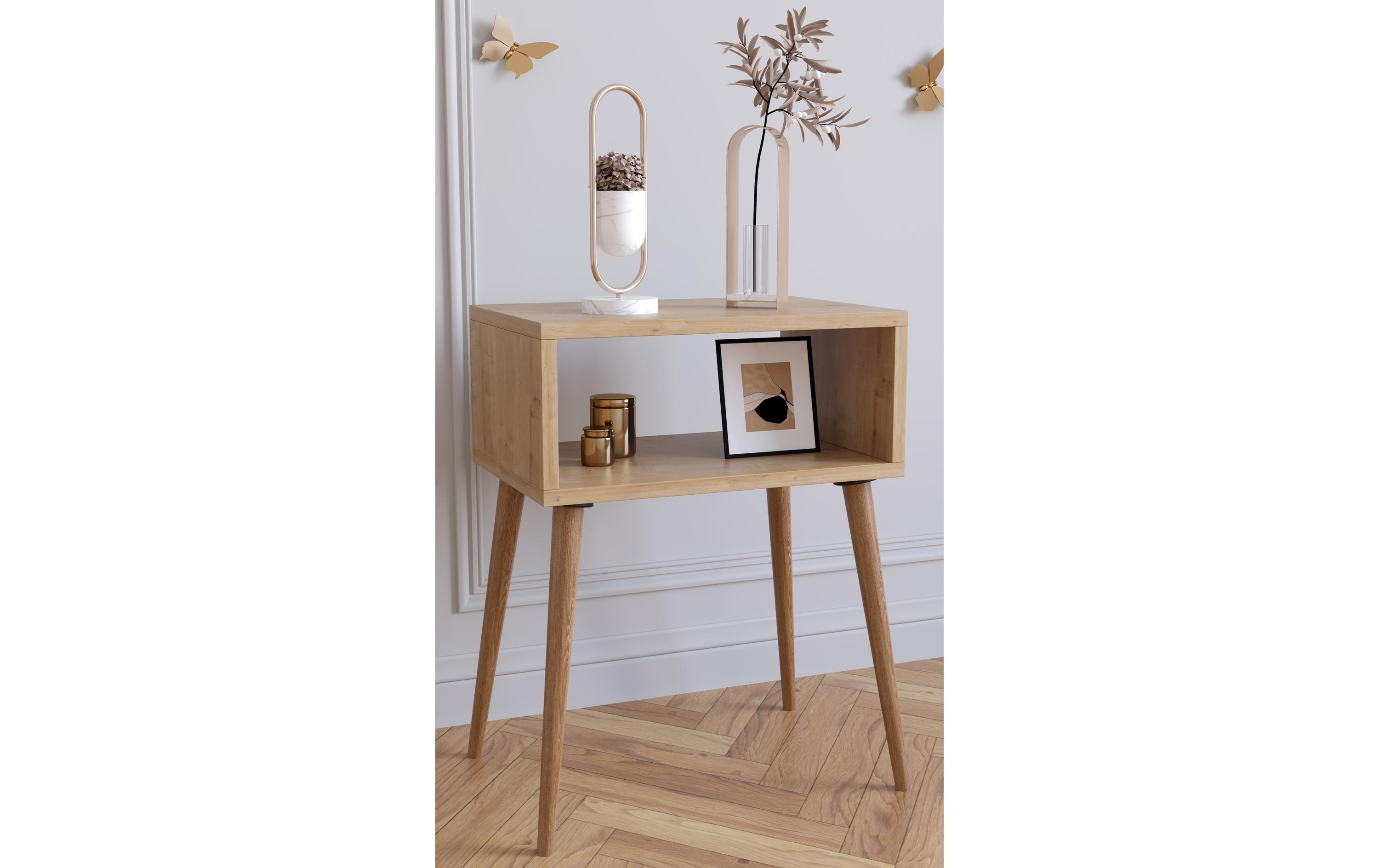 Nachttisch Singol M 44.5 x 60 cm, Honig-EicheNachtschrank im Retro-Design