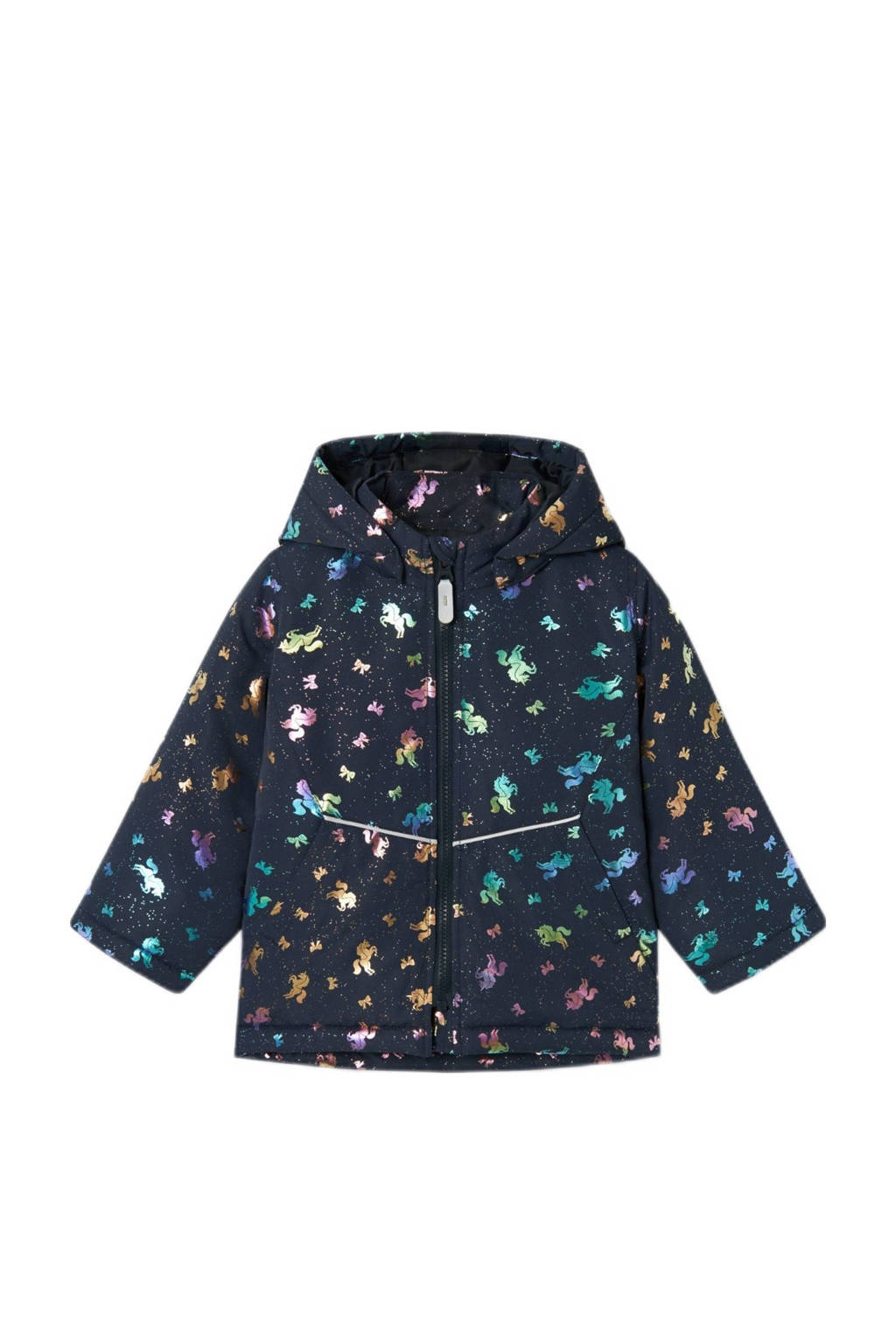 NAME IT tussenjas NMFMAXI met all over print donkerblauw/roze/wit