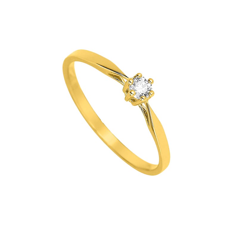 Bague Femme - Or 18 Carats - Diamant 0,1 Carats