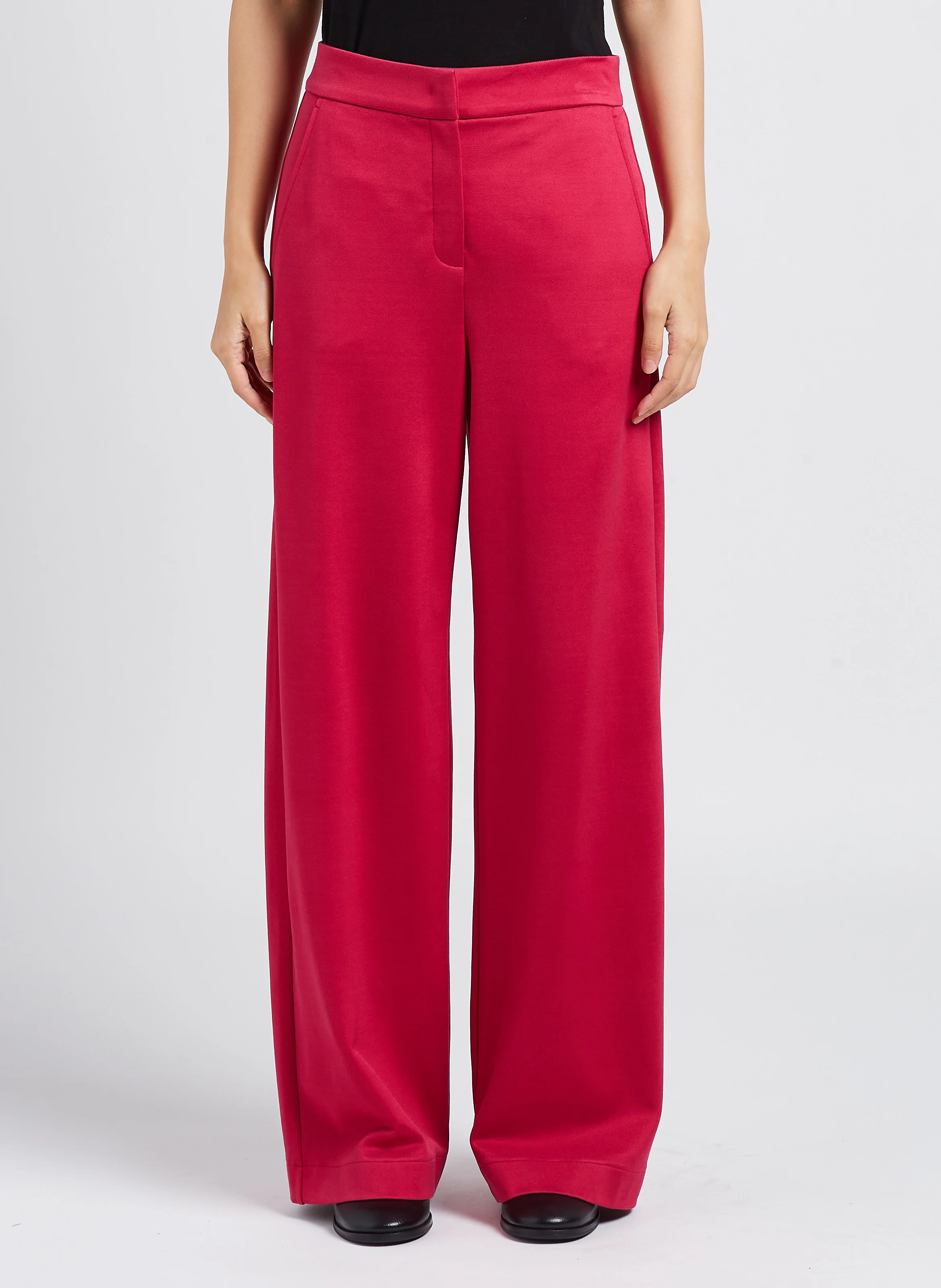 CREMA - Pantalon palazzo taille haute| Rouge