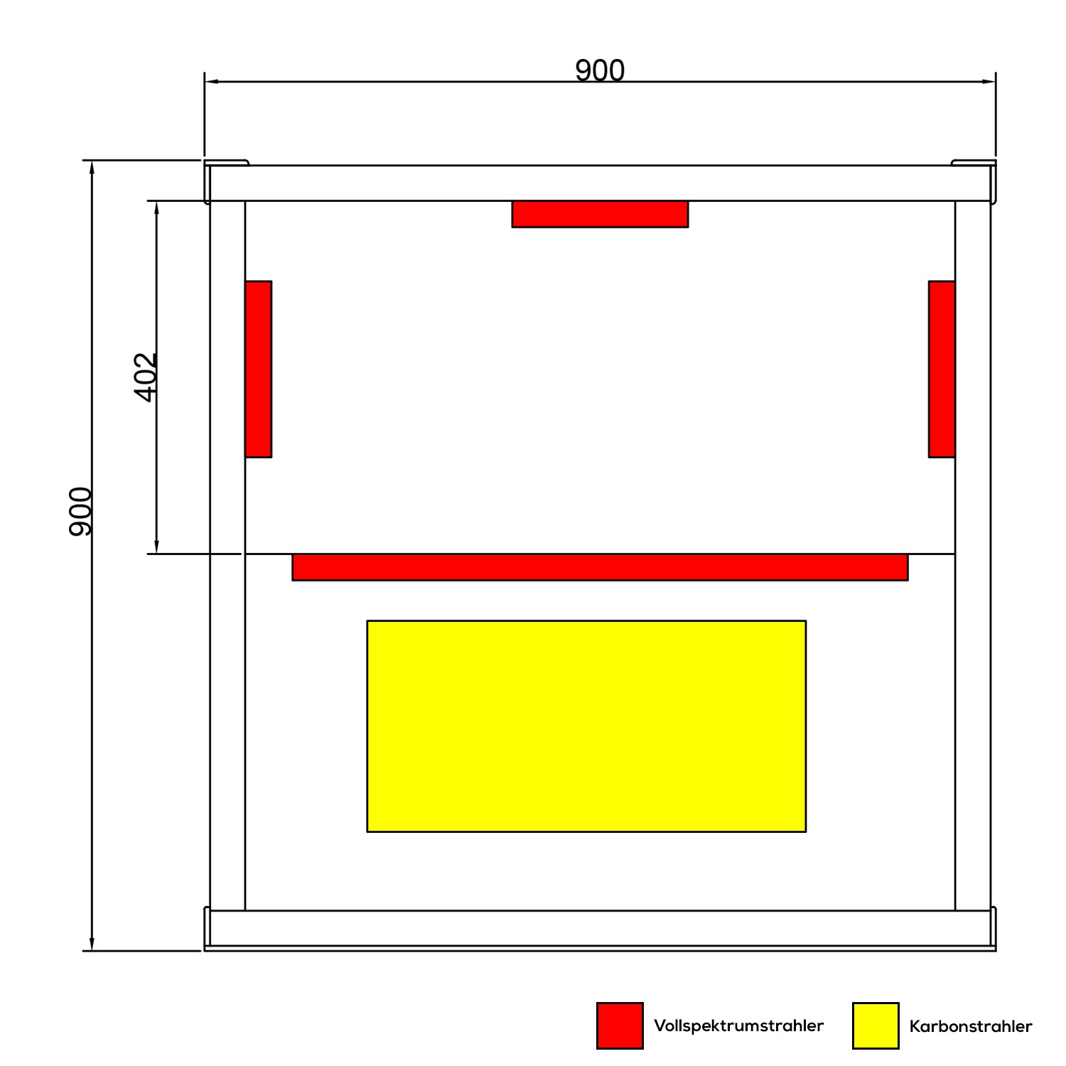 Dewello® Infrarotkabine Infrarotsauna MILTON 90cm x 90cm inkl. 4 Vollspektrumstrahler, Bodenstrahler, 1 Person, LED