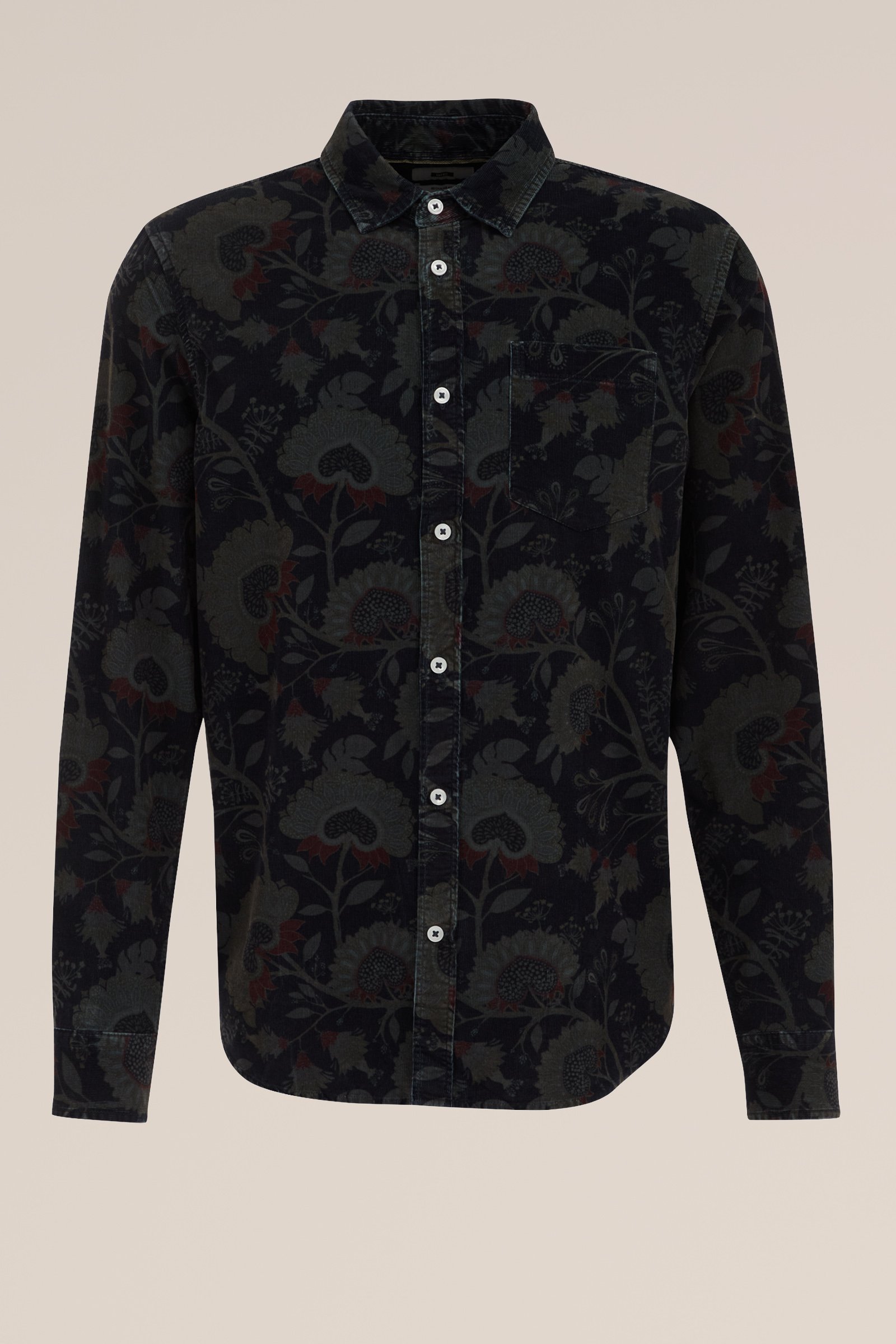 corduroy overhemd met dessin WE Fashion Donkergroen
