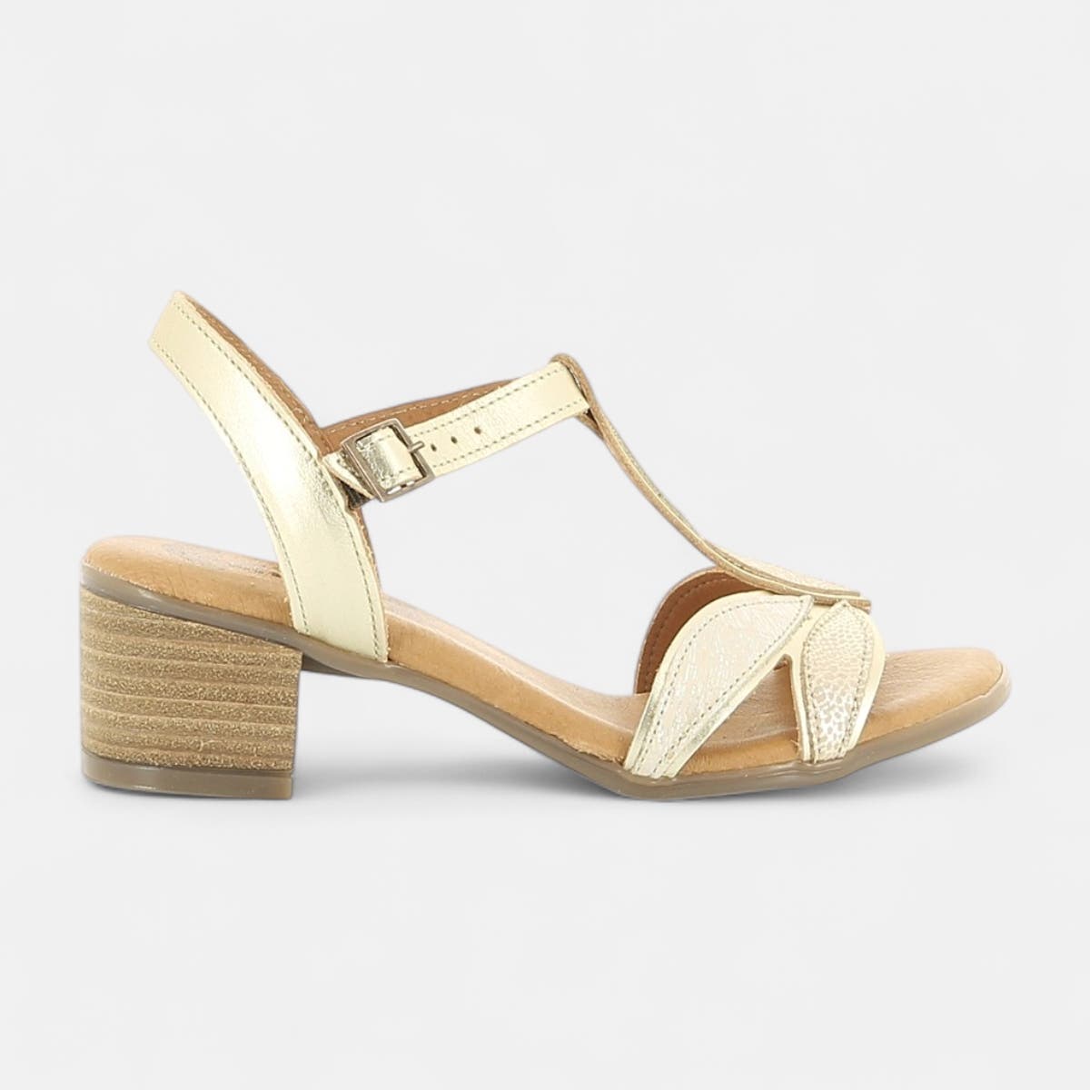 Nu-pieds à talon Femme en cuir or