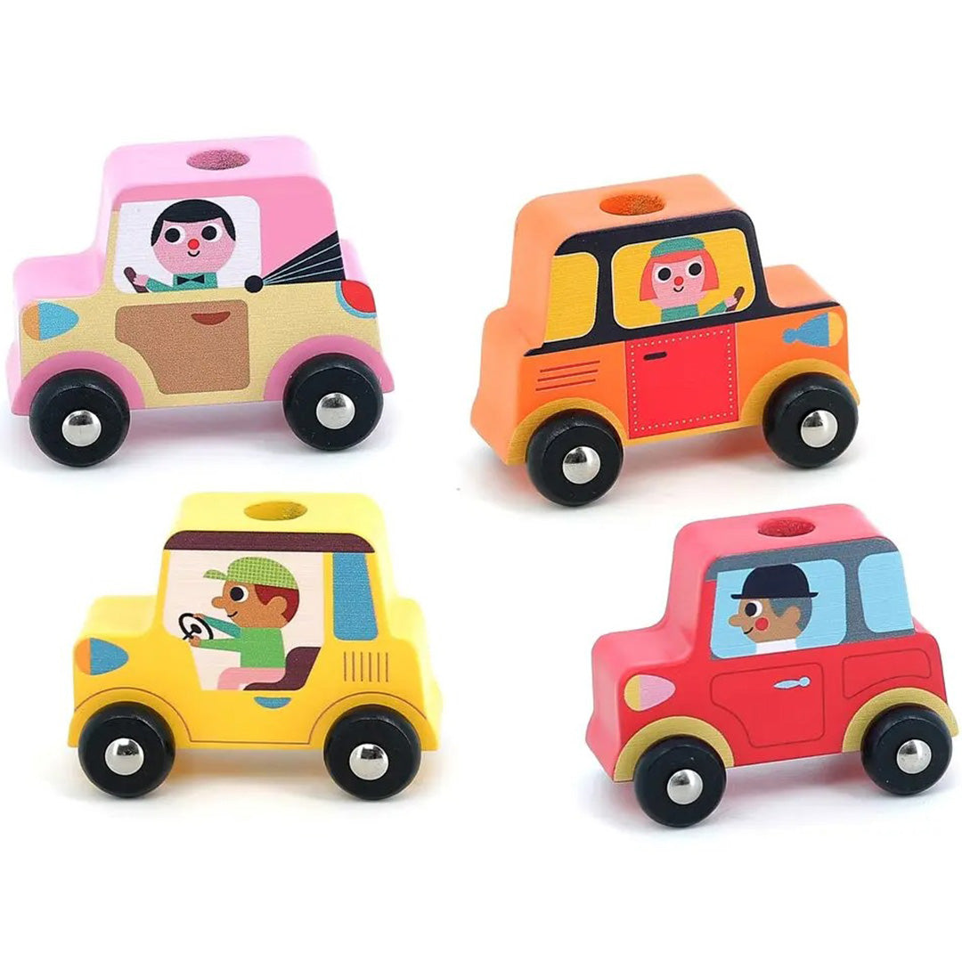 vilac vrachtwagen met stapelauto's - 5-delig