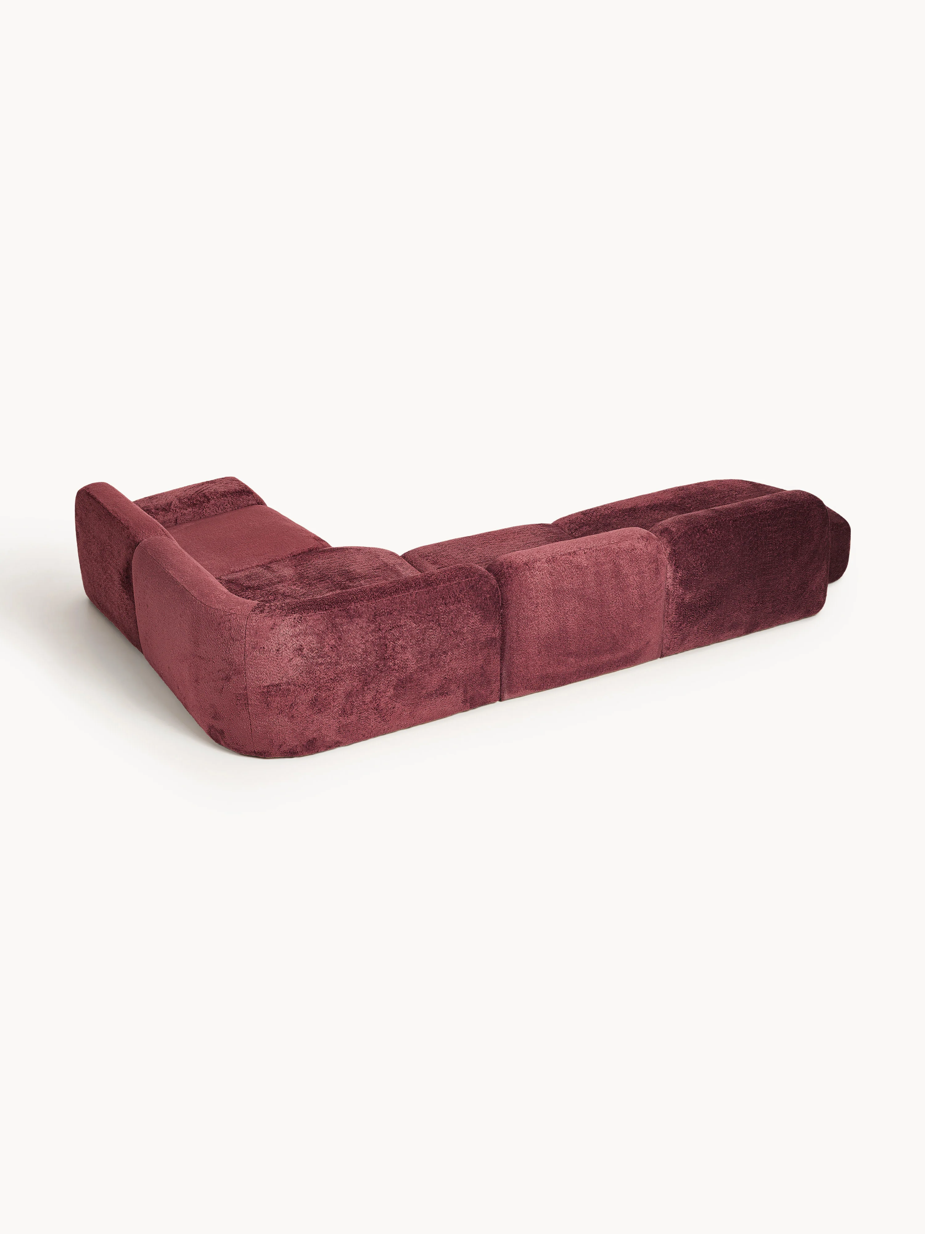 XL modulaire teddy bouclé hoekbank Wolke (4-zits) met chaise longue