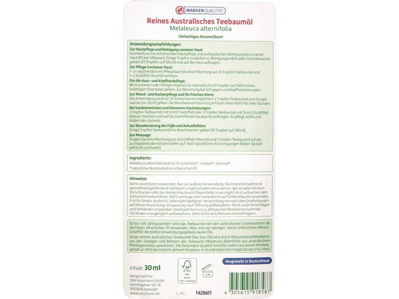 altapharma Reines Australisches Teebaumöl 30 ml Ätherisches Öl Teebaum