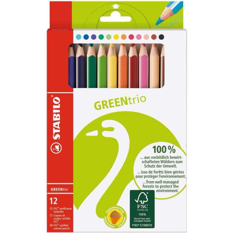 Crayon de couleur GREENtrio, épais, étui en carton