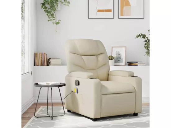 Fauteuil inclinable de massage Crème Similicuir