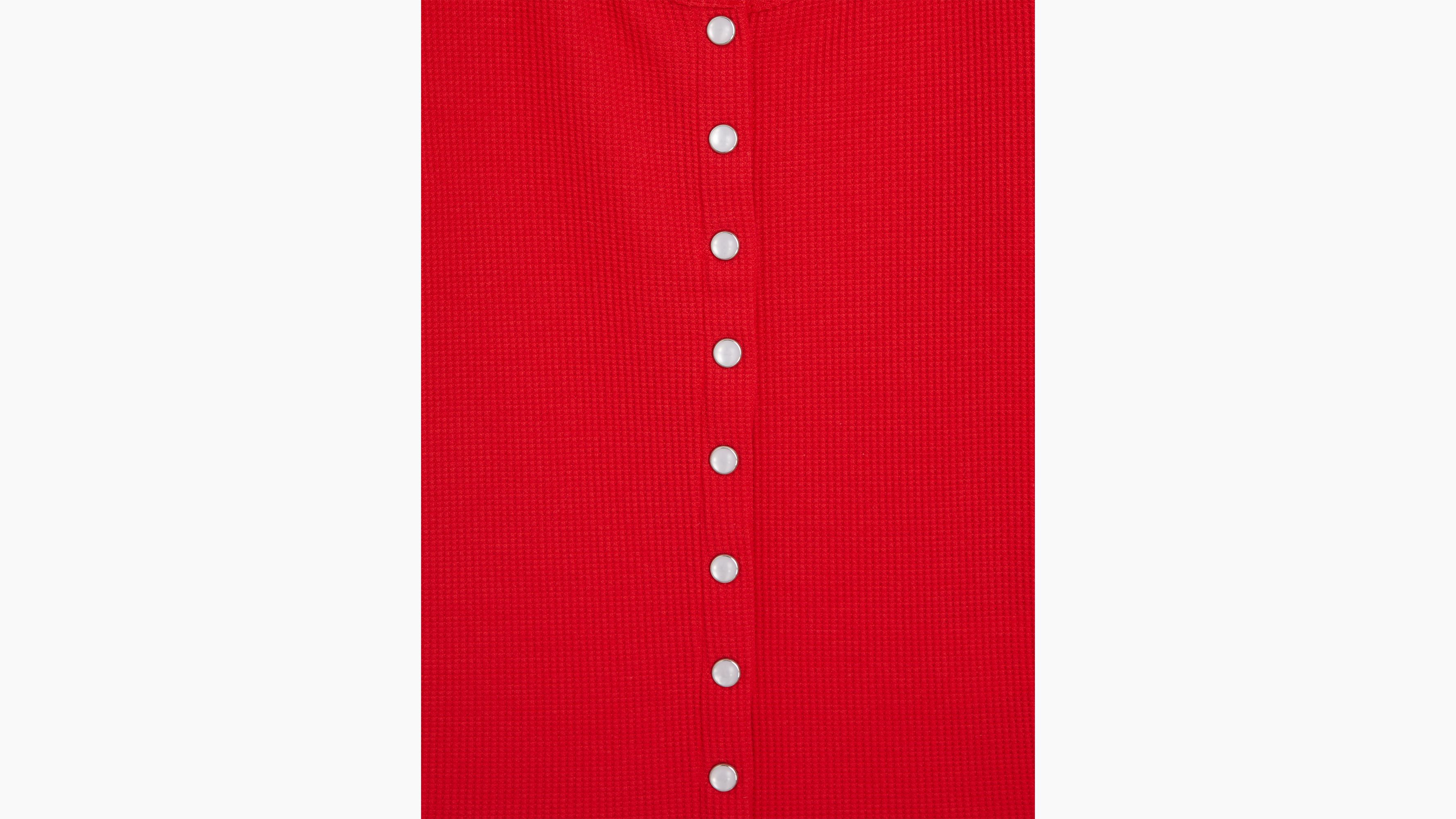 Dry Goods haut boutonné maille gaufrée - Script Red - Rouge