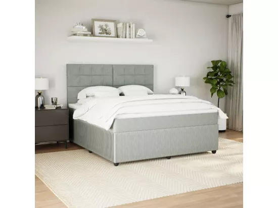 Sommier à lattes de lit et matelas Gris clair 180x200cm Velours