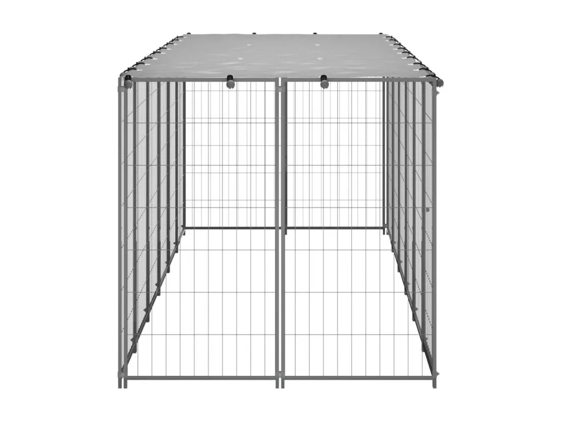 Chenil extérieur cage enclos argenté 330 x 110 x 110 cm 02_0000270