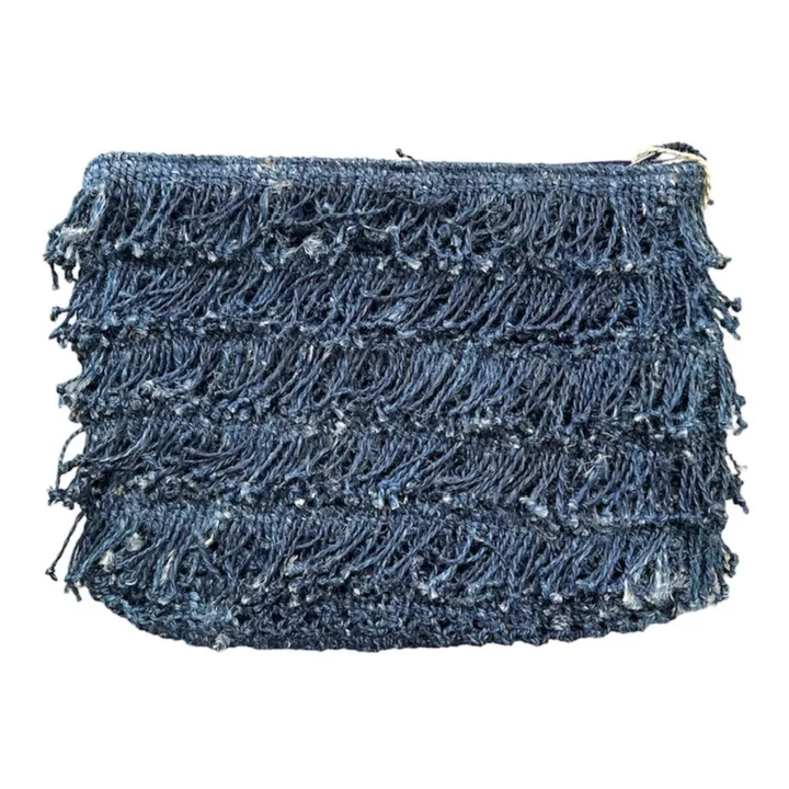 Maison Bengal Pochette Jute Macramé | Bleu marine