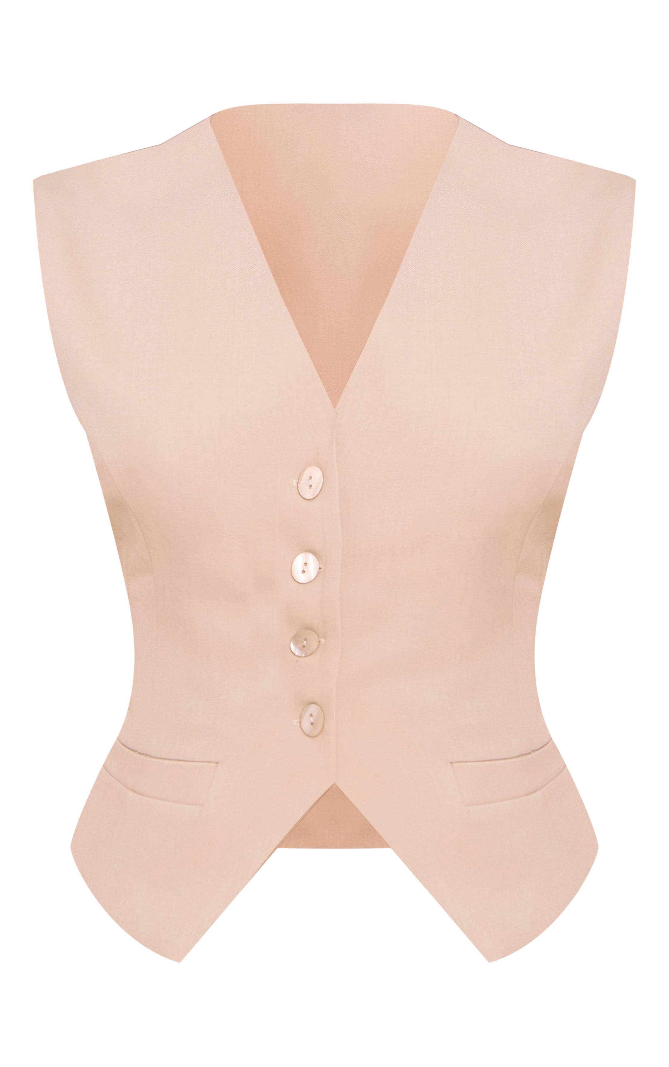 Gris Pierre Gilet Ajusté Boutonné Petite
