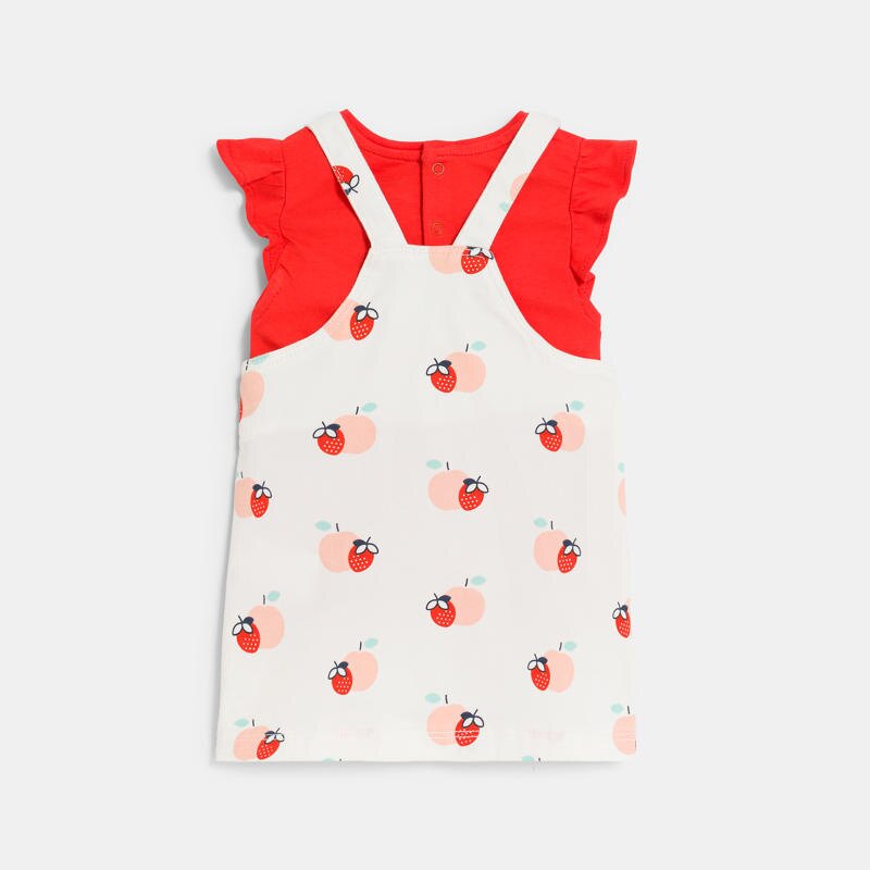 Robe salopette fruits et tee-shirt rouge bébé fille Gris ou noir