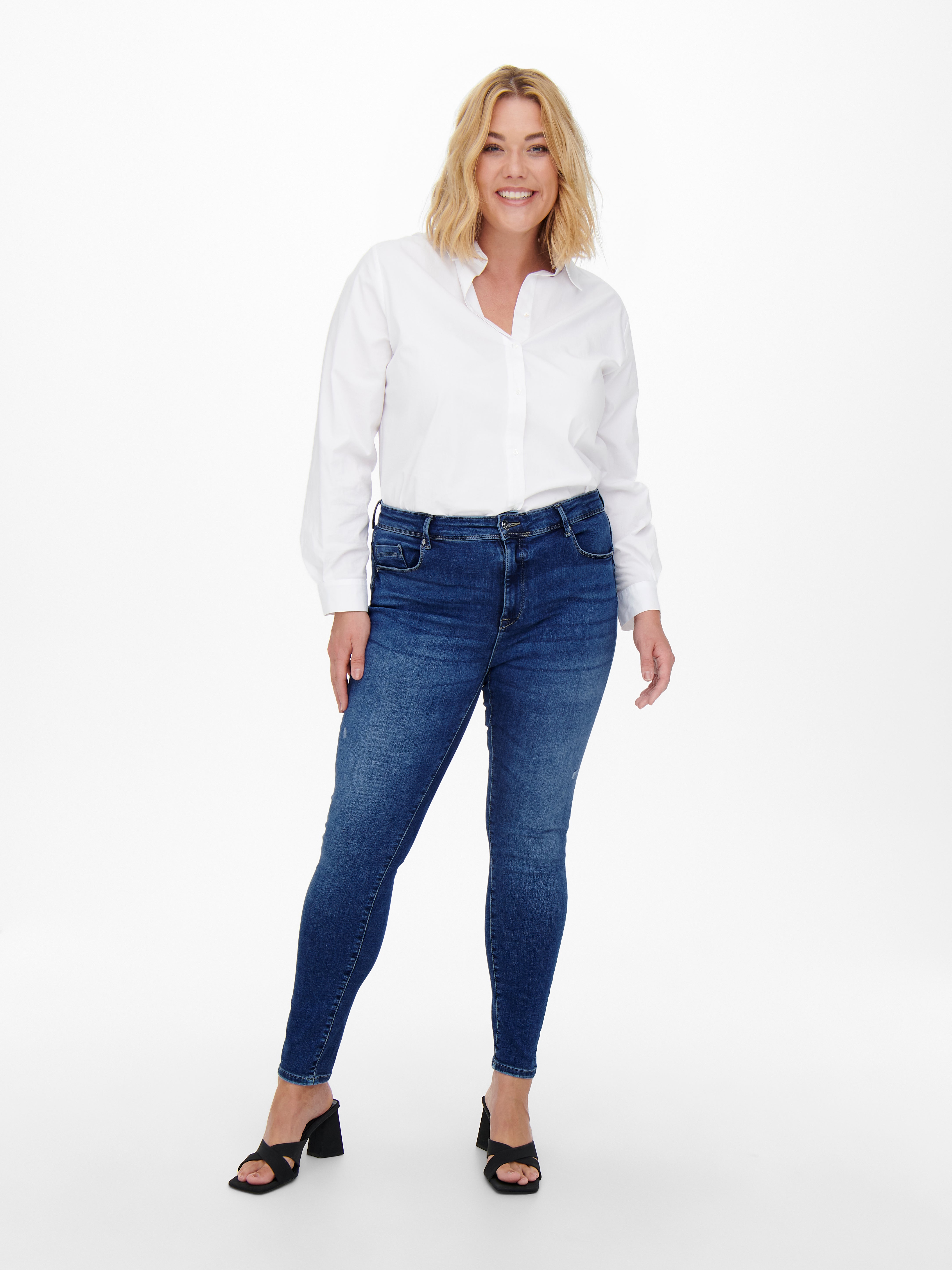 CARMAYA Hohe Taille Skinny Fit Jeans Medium Blue Denim