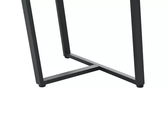 Table à manger 140x80 cm - structure en métal - placage à motif de marbre - Blanc & Noir