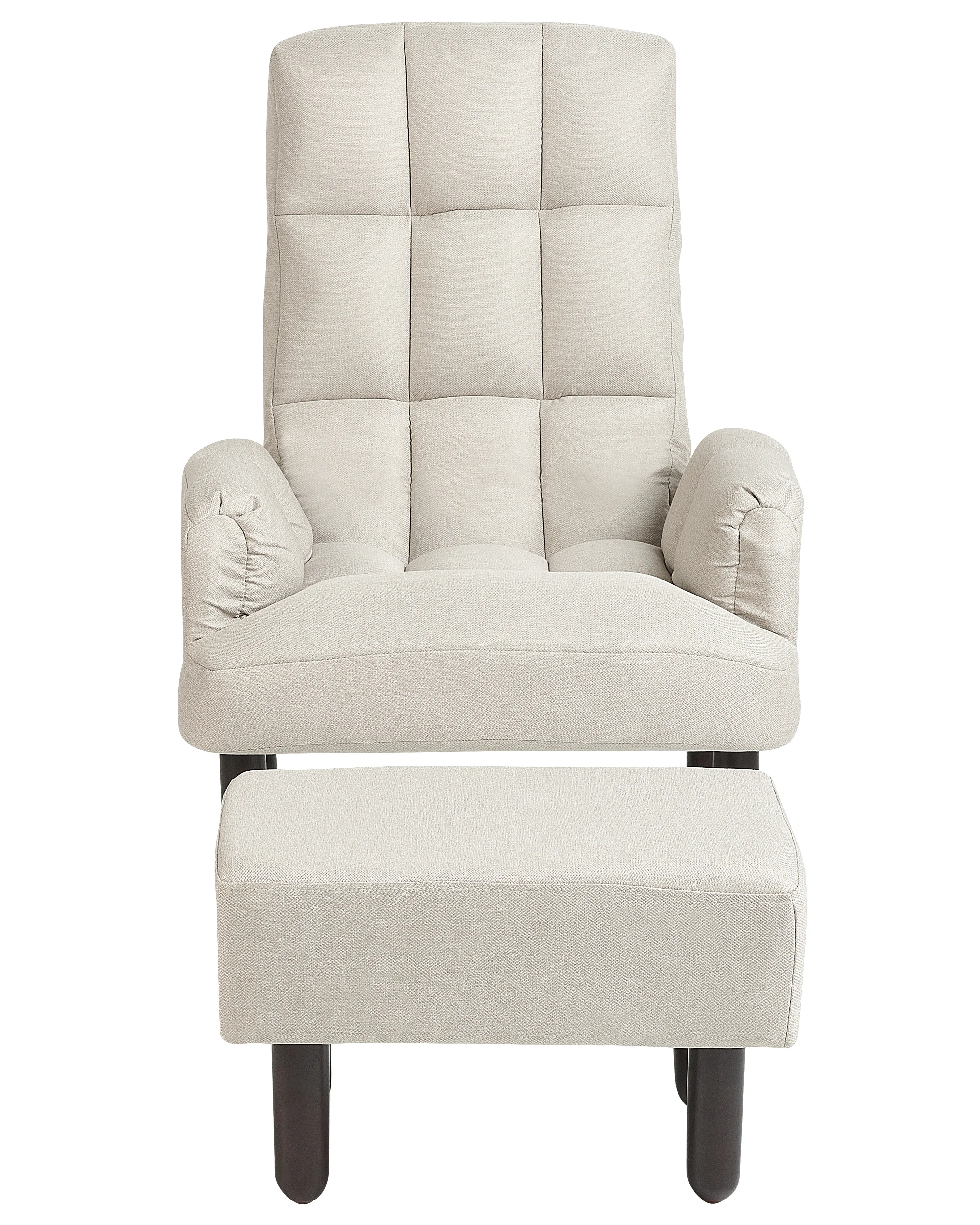 Relaxfauteuil OLAND met voetenbank Kunstlinnen Lichtbeige