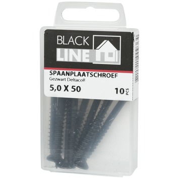 Blackline spaanplaatschroef zwart TX-20 5.0x50 mm 10 stuks