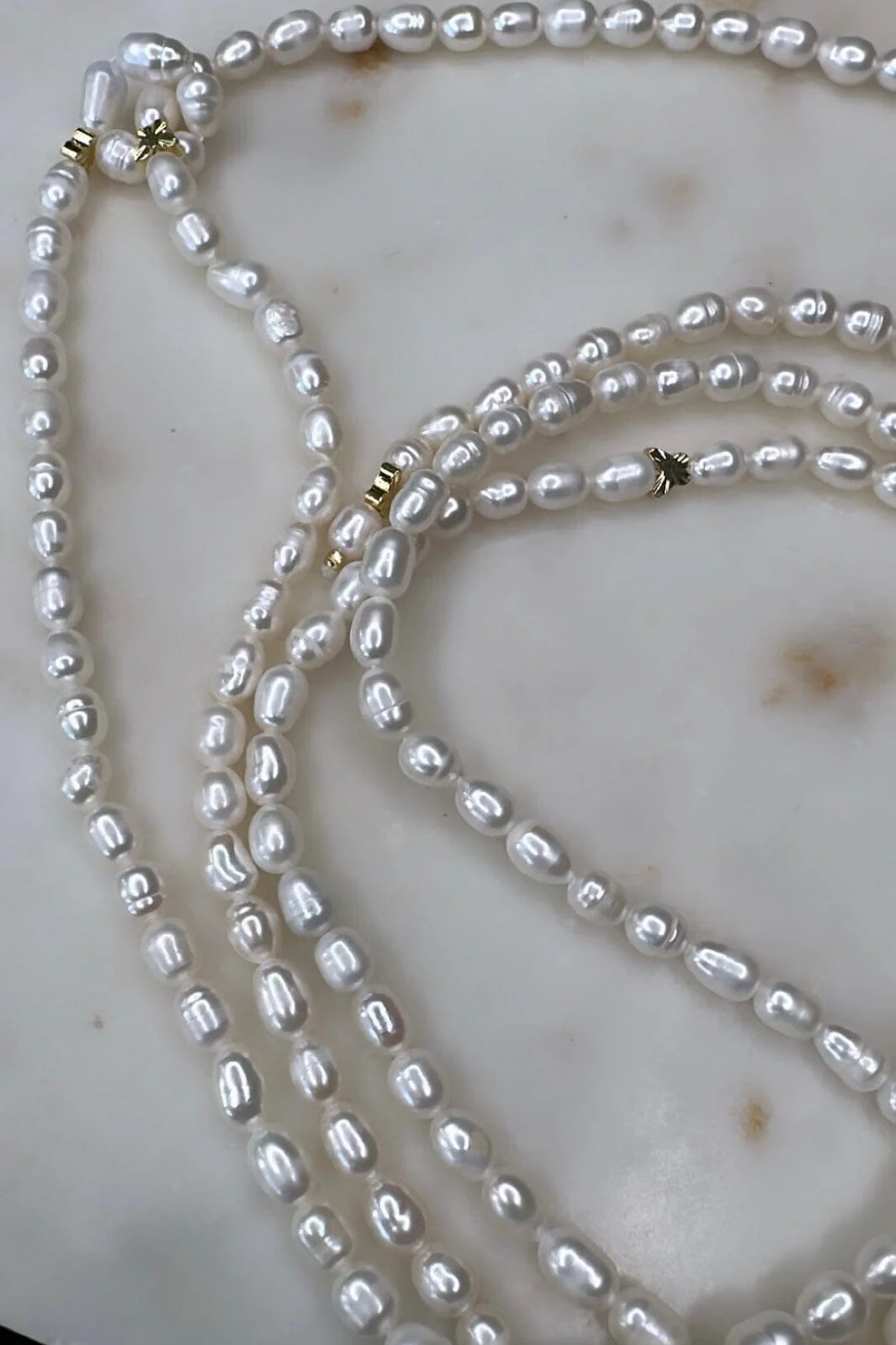 Mellow Moon Long Pearl Necklace Butterflies