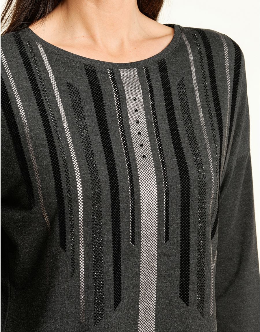 Top ample gris et argent