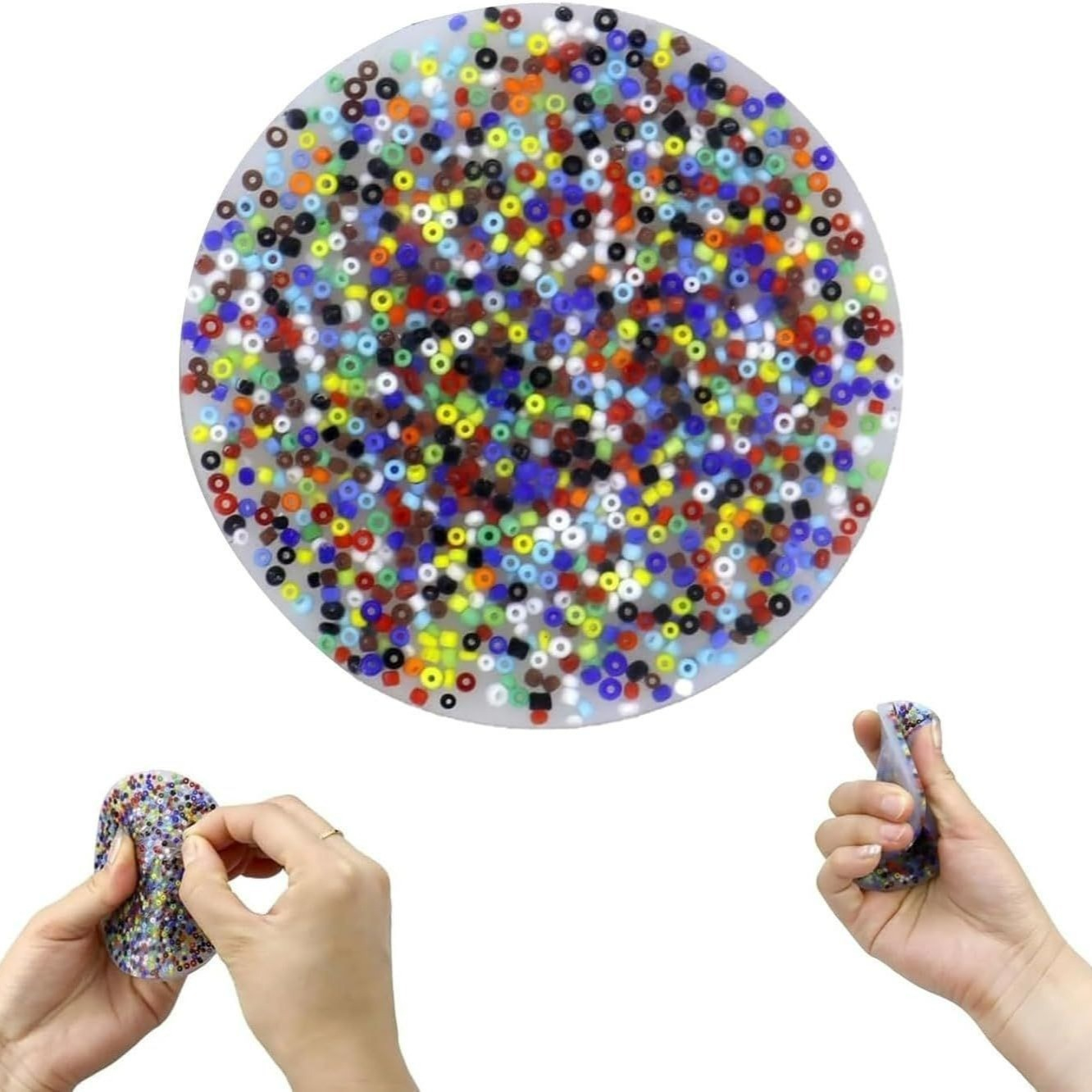 (Ø6cm) Anti Stress Skin Picking Pad Fidget Spiel Squeeze Perlen für Erwachsene - Bunt