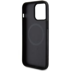 iPhone 15 Pro Max MagSafe Leder Hardcase Hülle Metall Logo (FEHMP15XPTEK) - Schwarz