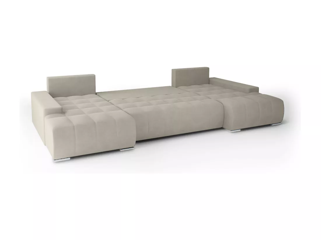 CANAPÉ PANORAMIQUE Deia U Tissu Velours, Beige