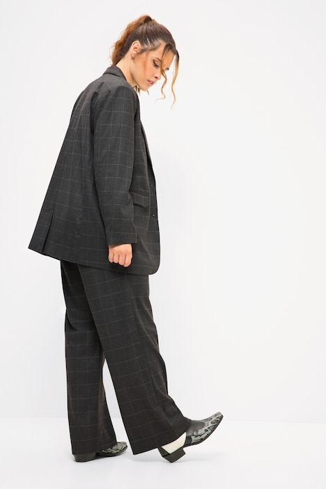 Oversized-Blazer, Karo, softe Web-Qualität, Revers, Langarm