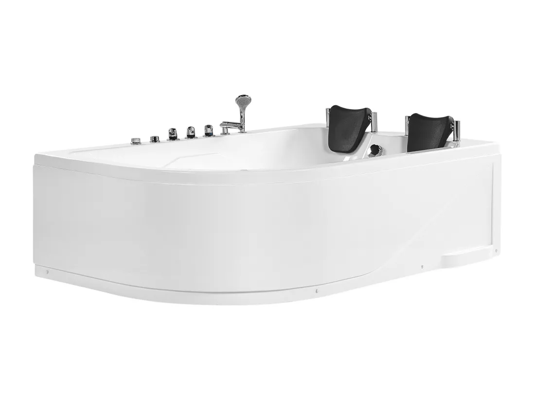 Baignoire angle droite blanche 180 x 120 cm avec LED CALAMA