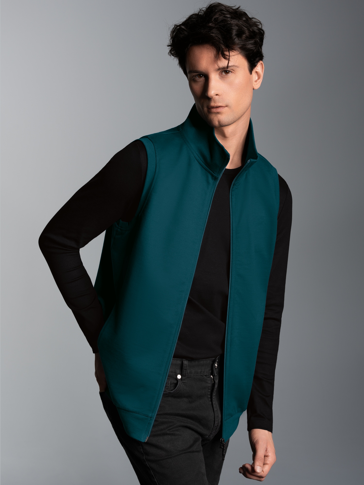 Weste aus bequemem Sweat-Material Saphir